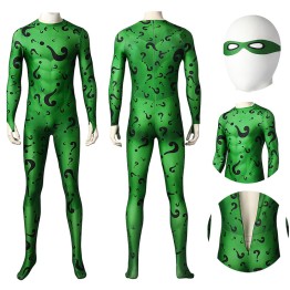 Superhero Batman Riddler Cosplay Costume Jim Carrey Edition Polyester Bodysuit