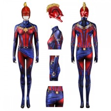 Halloween Cosplay Costume Captain Marvel Cosplay Costume Carol Danvers Spandex Bodysuit